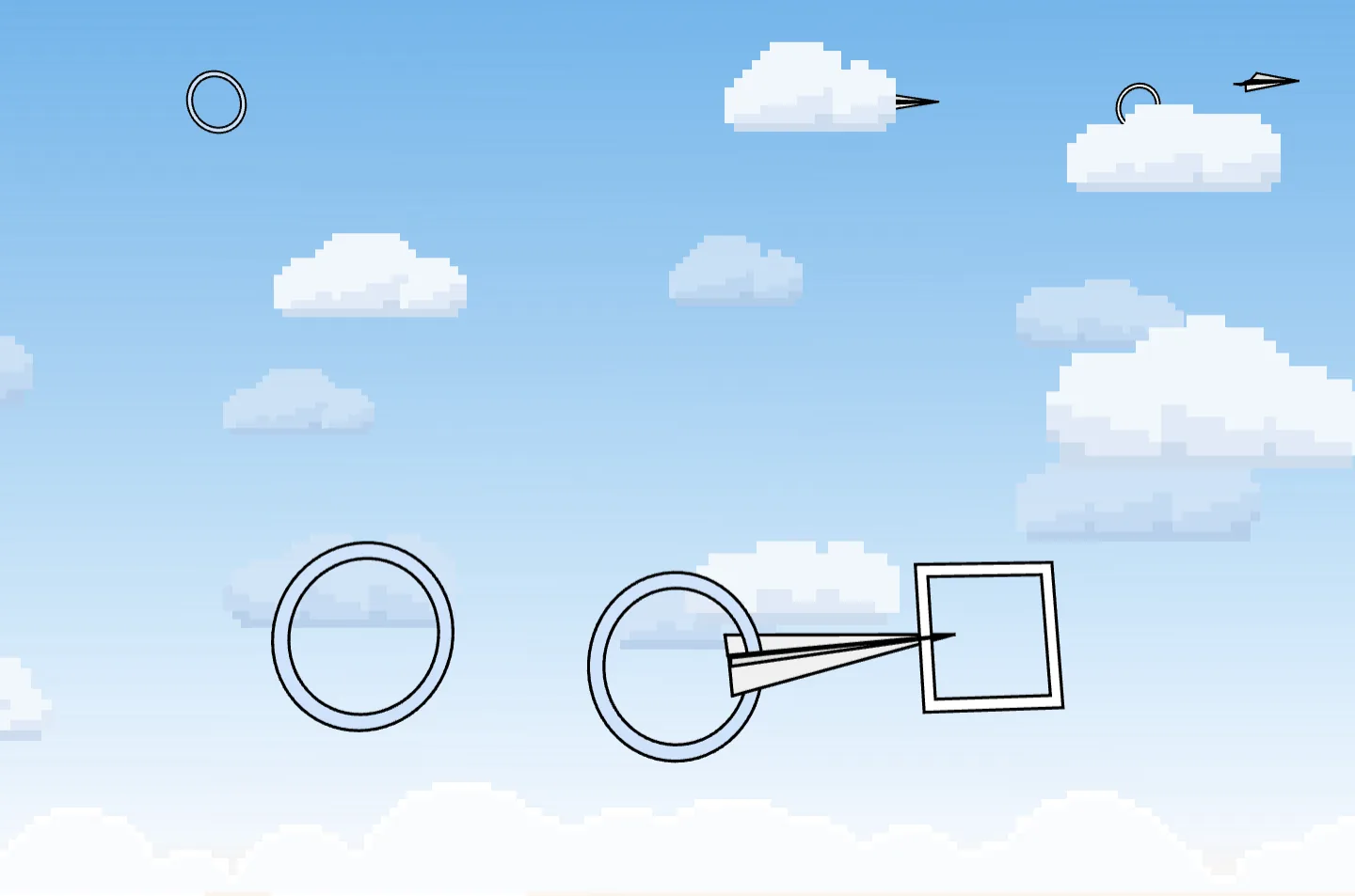 A white paper plane, standing for an agent’s request, flies through three checkpoints in a clear sky: a grant check, a rule check and the audit log.